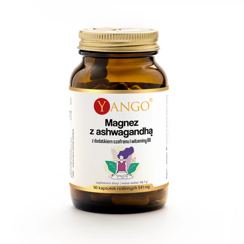 Magnez z ashwagandhą z dodatkiem szafranu i witaminy B6 — 90 kaps.