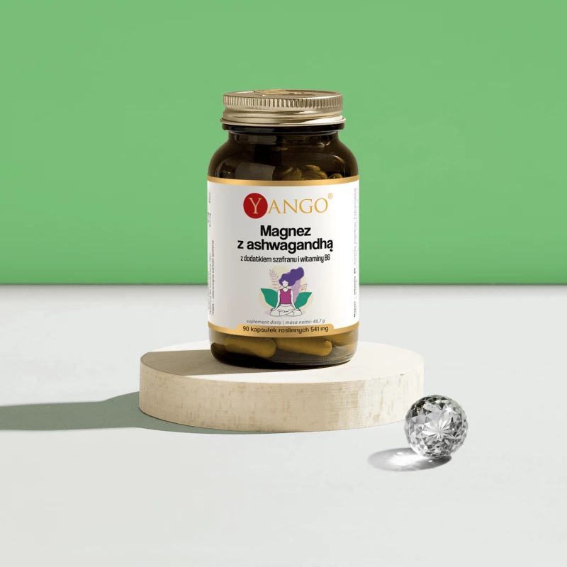 Magnez z ashwagandhą z dodatkiem szafranu i witaminy B6 — 90 kaps. - obrazek 2