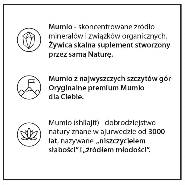 Mumio Shilajit oczyszczone - suplement diety na układ kostno stawowy i immunologiczny. 60 tabletek x 0,2 g - obrazek 3