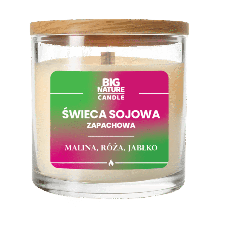 Świeca sojowa o zapachu Malina, Róża i Jabłko 225g