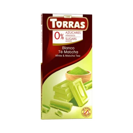 Czekolada biała & herbata Matcha bez dodatku cukru 75g – Torras