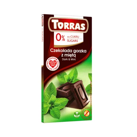 Czekolada gorzka z miętą bez dodatku cukru 75g – Torras