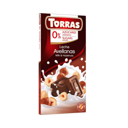 Czekolada mleczna z orzechami bez dodatku cukru 75g – Torras