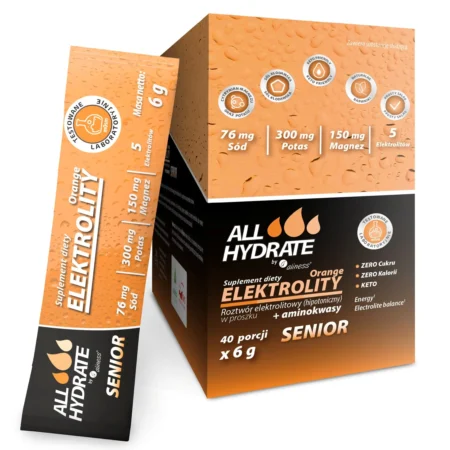ALLHydrate, Elektrolity STICK Senior Orange 6 g, 40 saszetek